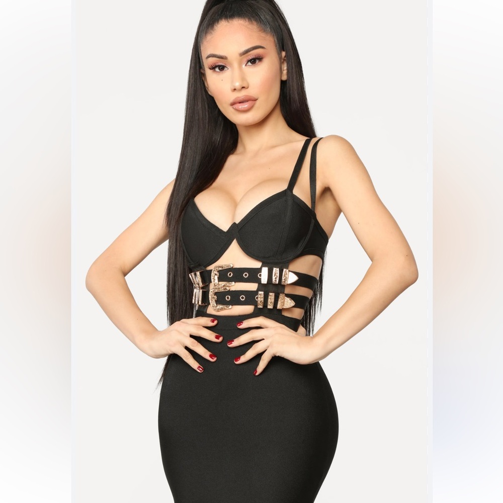 Kaouyou smokin hot bandage Black Strappy Cutout Dress